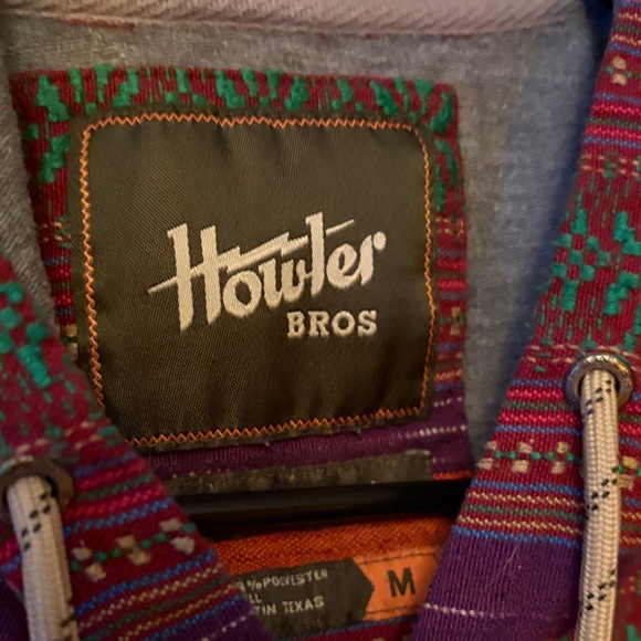 Howler Brothers Shaman Heathered Gray Zip Up Sweater with Multicolor Pattern - Picture 2 of 5